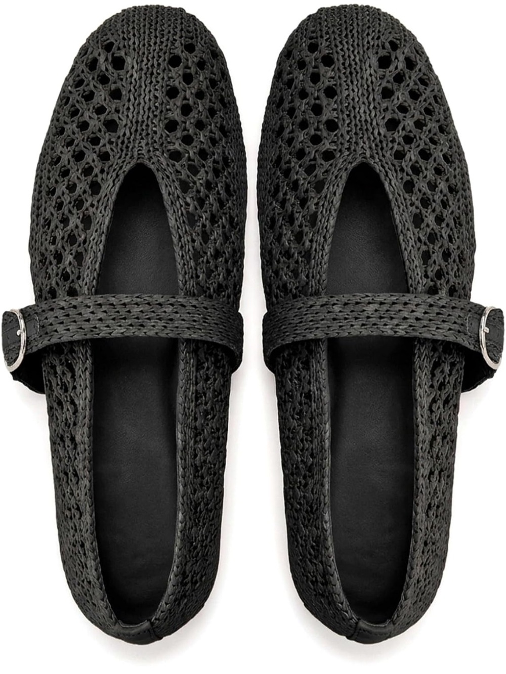 Suiara Woven Mary Jane Flats in Black